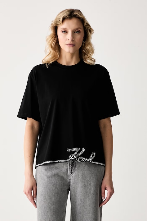 Karl Lagerfeld majica za žene od pamuka crna B3W17065