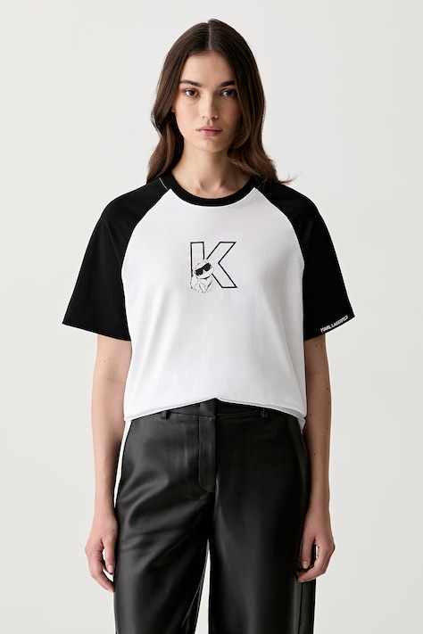 Karl Lagerfeld T-shirt damski bawełniany IKON czarny B3W17091