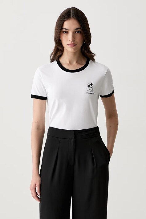 Karl Lagerfeld T-shirt damski bawełniany IKON biały B3W17092