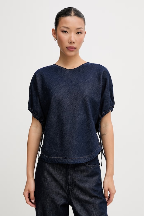 Rag & Bone bluzka damska jeansowa Laura granatowa gładka RJ6226PSUOC