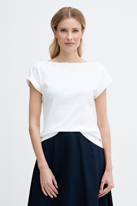 Tommy Hilfiger T-shirt damski bawełniany biały WW0WW50942