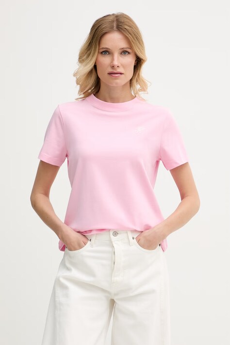 Tommy Hilfiger T-shirt damski z bawełną różowy WW0WW49941
