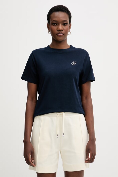 Tommy Hilfiger T-shirt damski z bawełną granatowy WW0WW49941