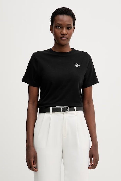 Tommy Hilfiger тениска дамска с памук черна WW0WW49941