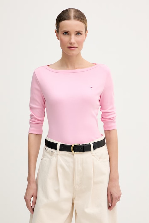 Tommy Hilfiger μακρυμάνικο γυναικείο βαμβακερό ροζ WW0WW49928