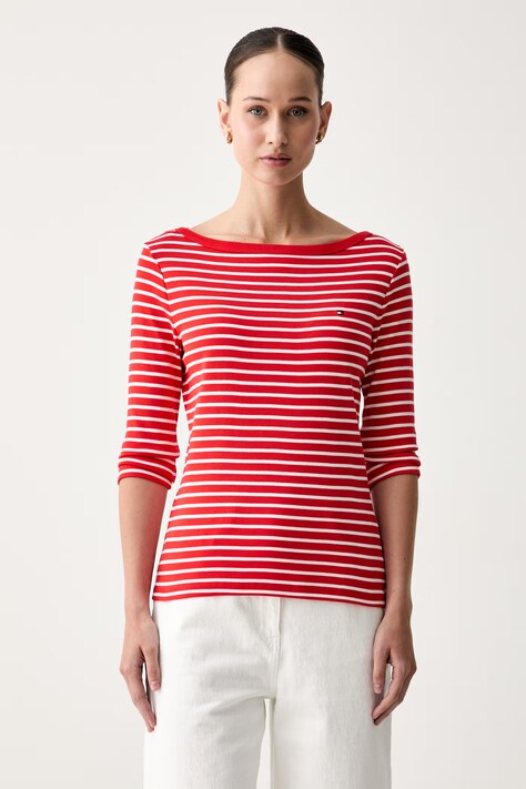 Tommy Hilfiger longsleeve damski bawełniany czerwony WW0WW49928