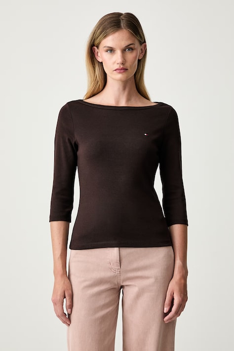 Tommy Hilfiger μακρυμάνικο γυναικείο βαμβακερό καφέ WW0WW49928