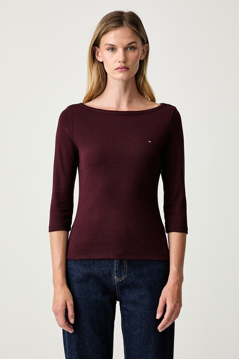 Tommy Hilfiger longsleeve damski bawełniany bordowy WW0WW49928