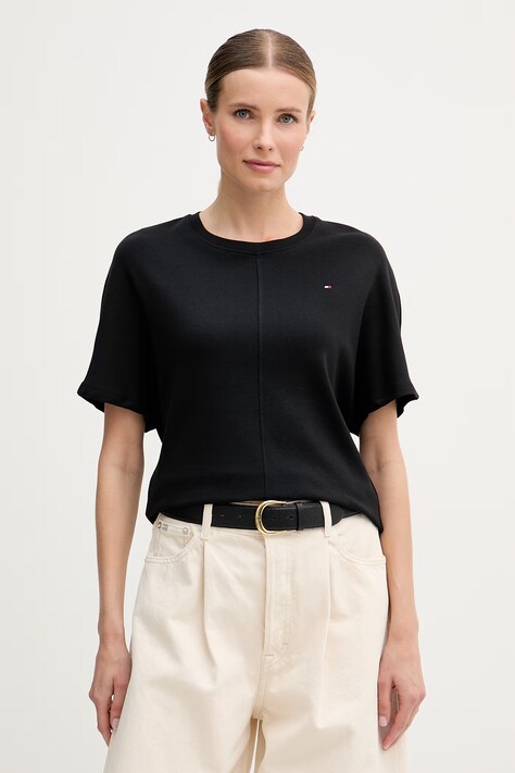 Tommy Hilfiger T-shirt damski bawełniany czarny WW0WW49926
