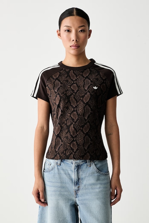 adidas Originals футболка для женщин из хлопка с эластаном Cali коричневая KX1889