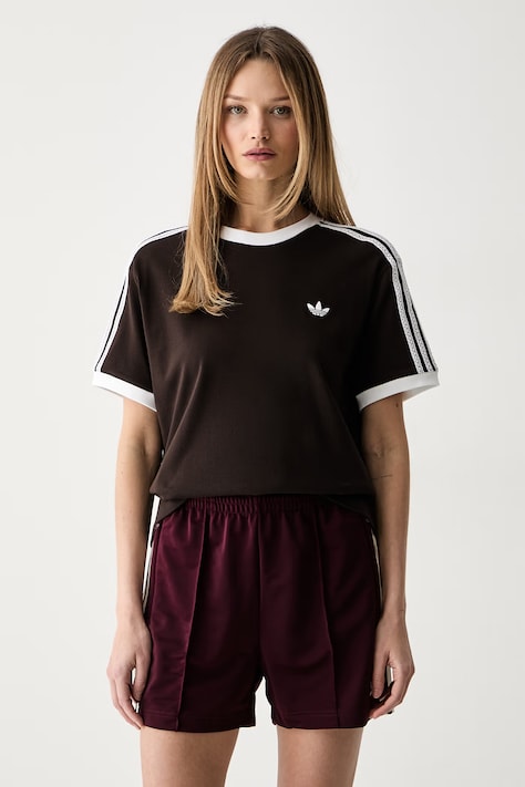 adidas Originals T-shirt damski bawełniany z elastanem brązowy KX1883