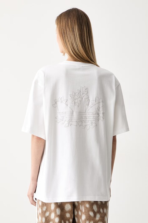 adidas Originals T-shirt oversize damski bawełniany Floral biały KX1879