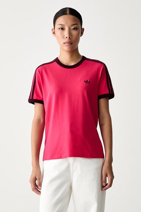 adidas Originals t-shirt γυναικείο βαμβακερό με ελαστάν ροζ KW0234