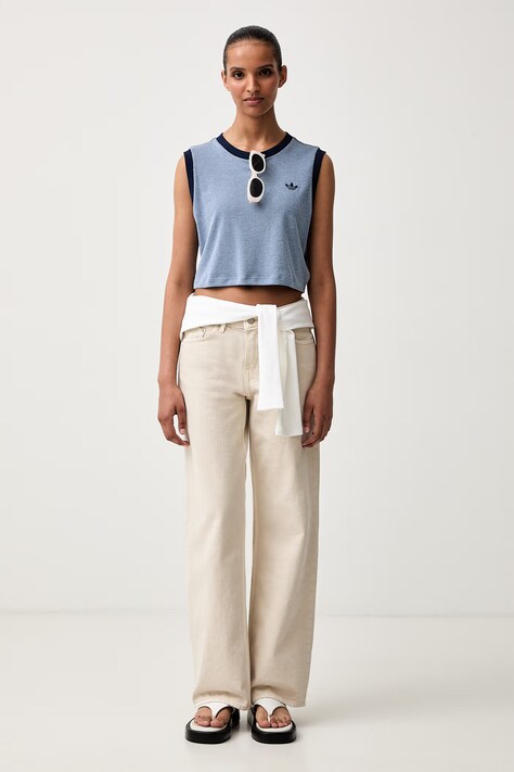adidas Originals crop top damski z modalem Heather niebieski KS6789