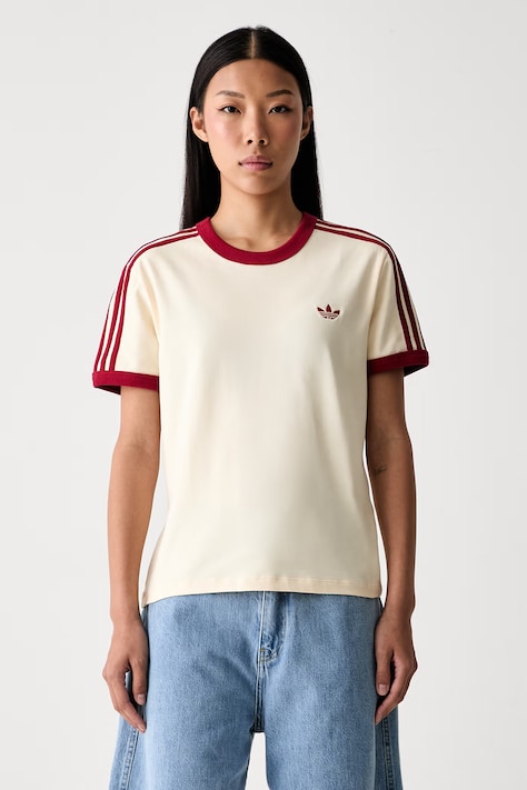 adidas Originals футболка для женщин из хлопка с эластаном бежевая KS4780