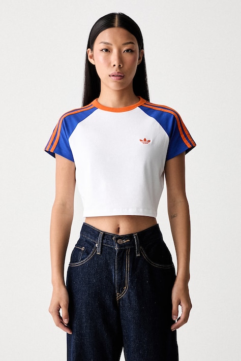 adidas Originals crop top damski z bawełną biały KS4707