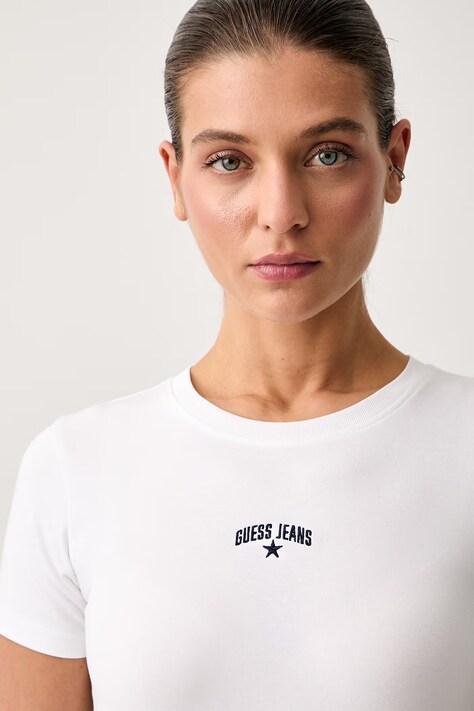 Guess Jeans T-shirt damski bawełniany z elastanem biały W6YI51 K4679
