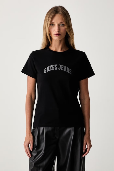 Guess Jeans kratka majica ženska z bombažem črna W6YI50 K4678