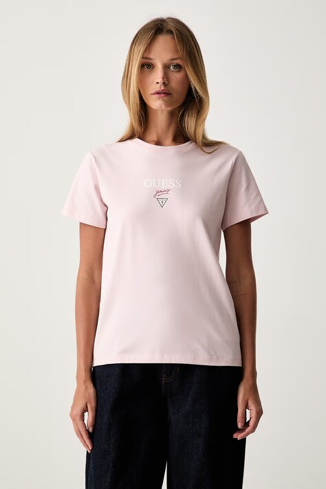 Guess Jeans T-shirt dziecięcy bawełniany z elastanem różowy W6YI49 K4677