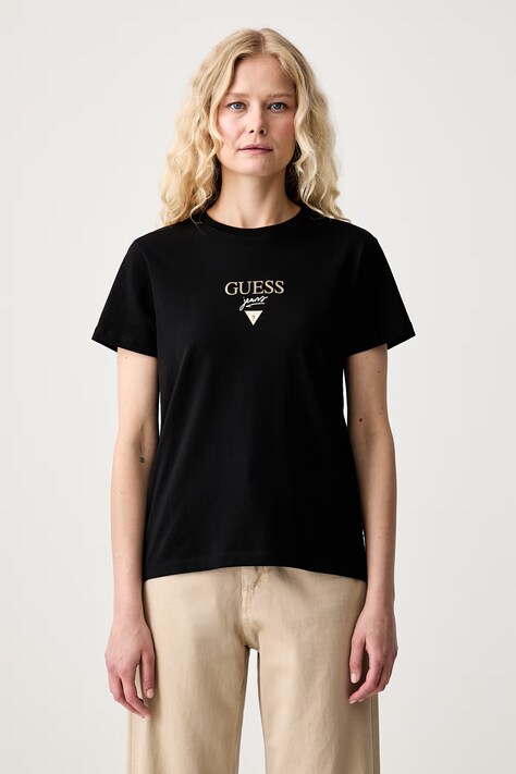 Guess Jeans T-shirt παιδικό βαμβακερό με ελαστάν μαύρο W6YI49 K4677