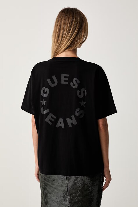Guess Jeans kratka majica ženska bombažna črna W6YI11 K3690