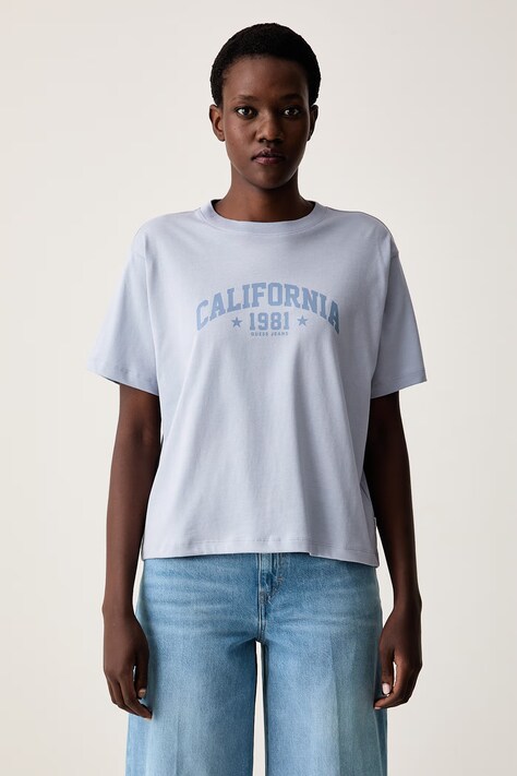 Guess Jeans T-shirt damski bawełniany niebieski W6YI10 K3687