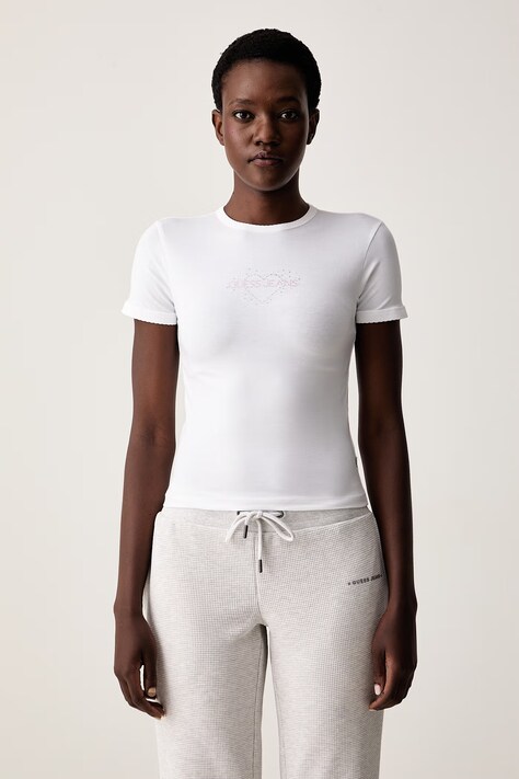 Guess Jeans T-shirt damski z bawełną biały W6YI05 K3640