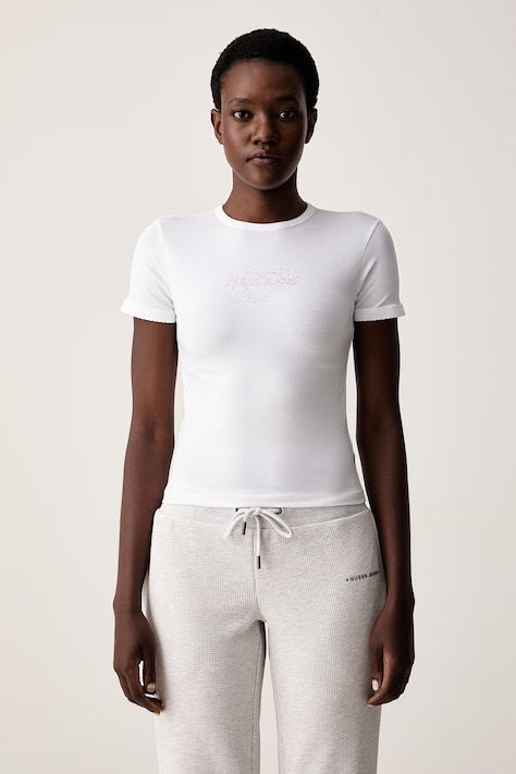 Guess Jeans T-shirt γυναικείο με βαμβάκι λευκό W6YI05 K3640