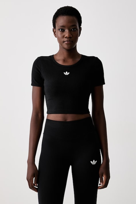 adidas Originals crop top γυναικείο με βισκόζη Essentials μαύρο KR3601