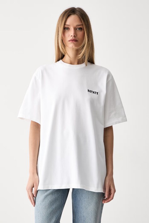 Rotate T-shirt damski bawełniany biały 116363400