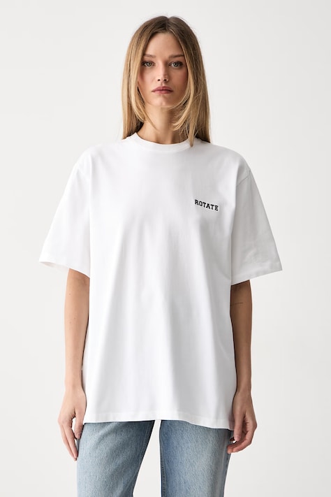 Rotate T-shirt damski bawełniany biały 116363400