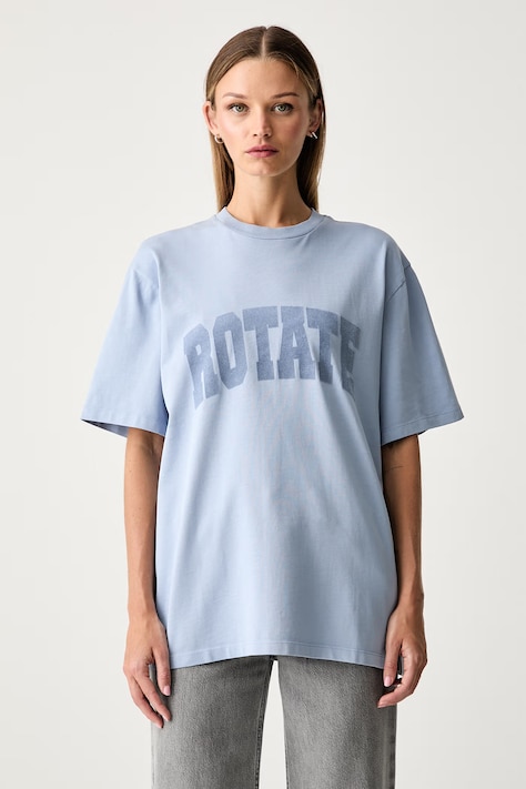 Rotate T-shirt damski bawełniany niebieski 1163623095