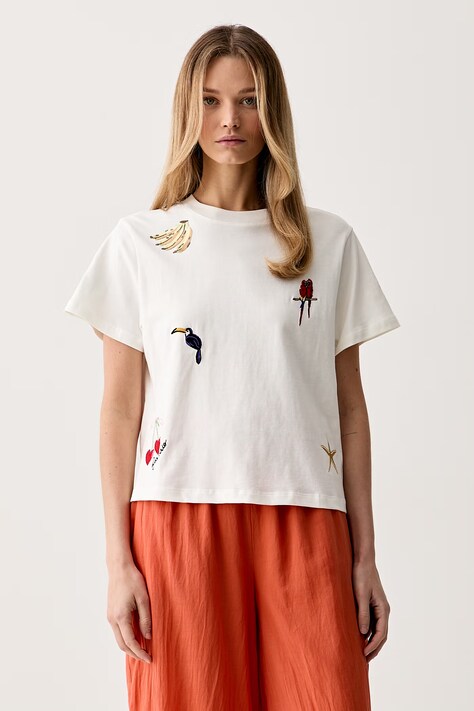 Farm Rio T-shirt męski bawełniany beżowy 356417