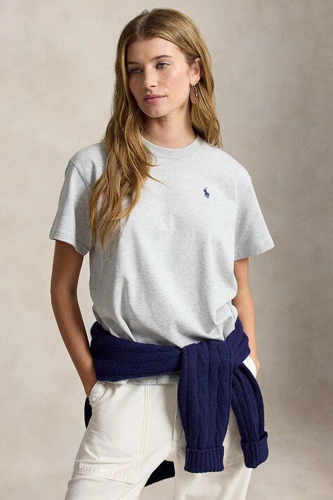 Polo Ralph Lauren T-shirt damski bawełniany szary 211B17798