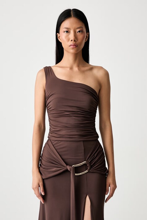 Bardot top damski DION brązowy gładki 60538TB