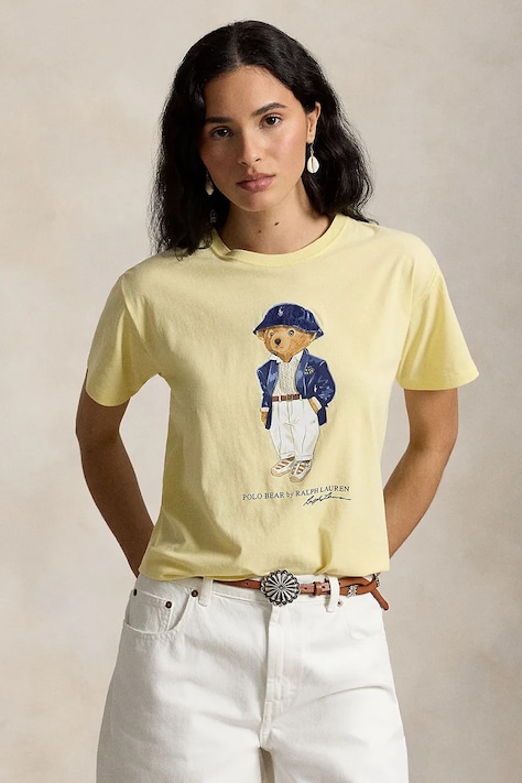 Polo Ralph Lauren T-shirt damski bawełniany żółty 211B17792