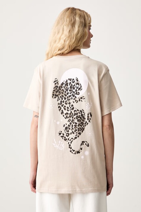 adidas T-shirt damski bawełniany Animal Pack beżowy KT2684