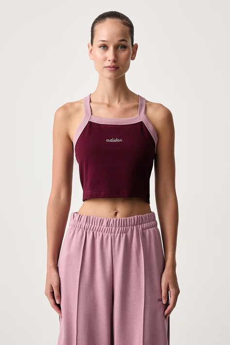 adidas Crop top γυναικείο με βαμβάκι Colorpop μπορντό KV6872