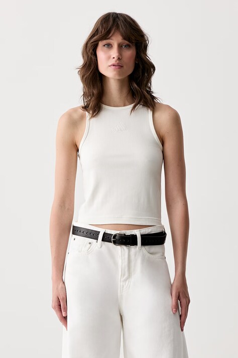 adidas crop top damski z bawełną beżowy KS7838