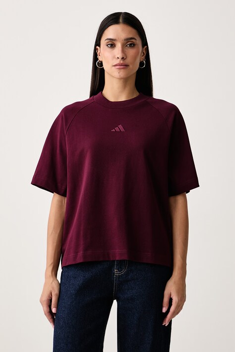 adidas T-shirt damski bawełniany bordowy KT0303