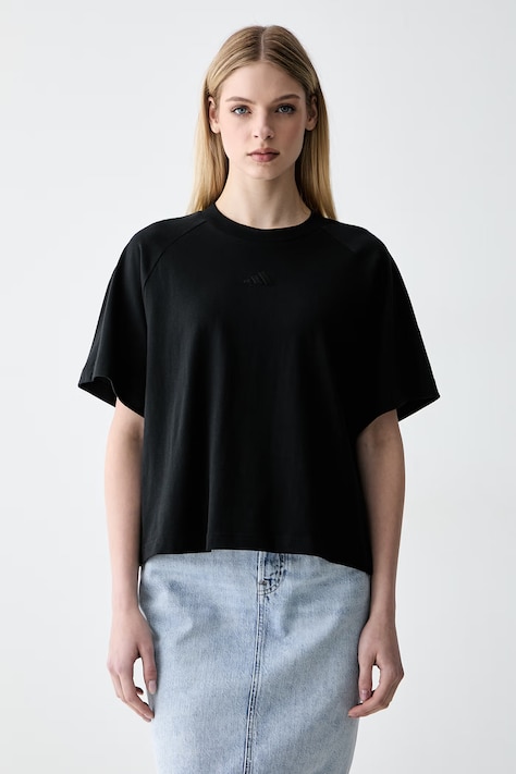 adidas T-shirt oversize damski bawełniany czarny KF2433