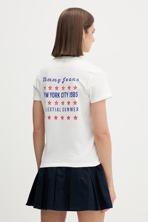 Tommy Jeans kratka majica ženska bombažna bela DW0DW23481