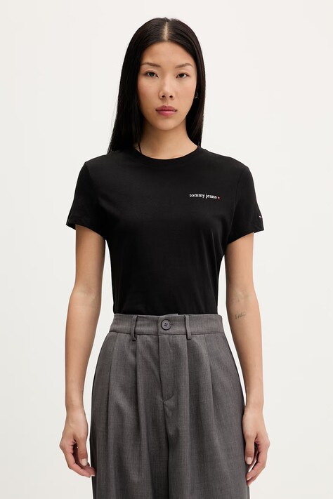 Tommy Jeans T-shirt damski bawełniany czarny DW0DW23479