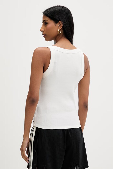 Tommy Jeans crop top damski bawełniany z elastanem biały DW0DW22806