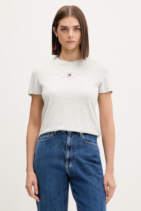 Tommy Jeans tricou pentru femei cu bumbac gri DW0DW22789