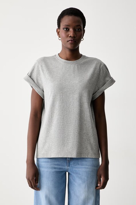 Victoria Beckham T-shirt damski bawełniany Tilly szary 1226JTS007471A