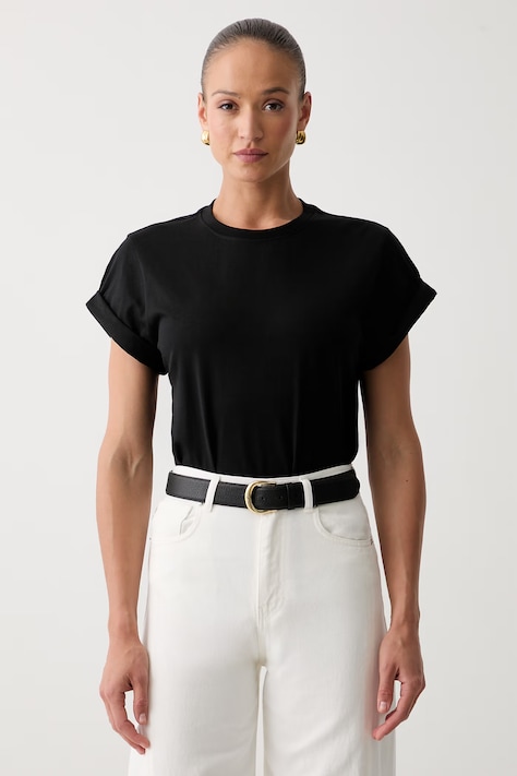Victoria Beckham T-shirt damski bawełniany Tilly czarny 1226JTS007471A