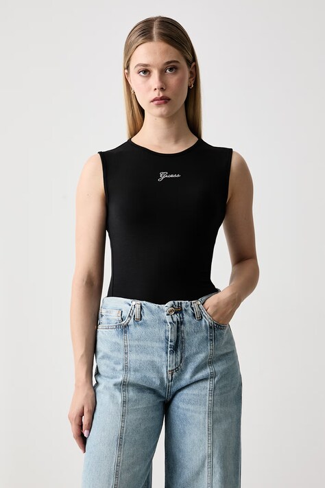 Guess Top za žene s modalom crni W6YP17 K3881