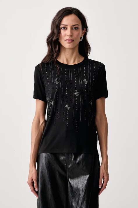 Guess T-shirt damski z modalem czarny W6BI29 K6050
