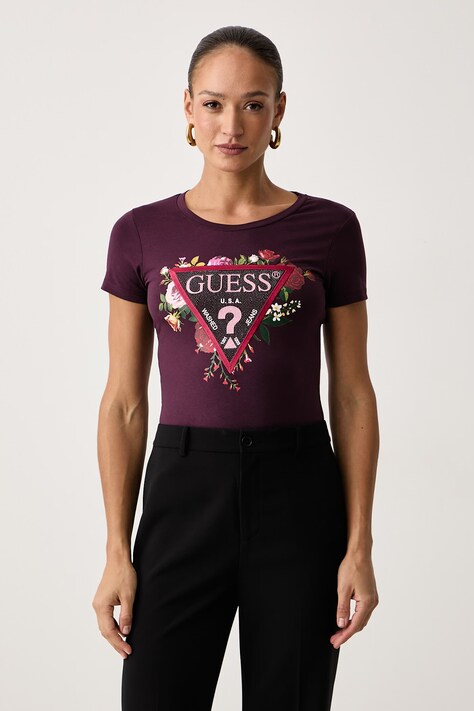 Guess T-shirt γυναικείο με βαμβάκι μωβ W6BI27 K6048